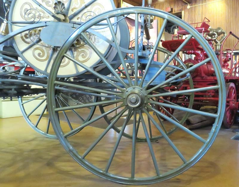 1854 hand drawn hose cart wheel